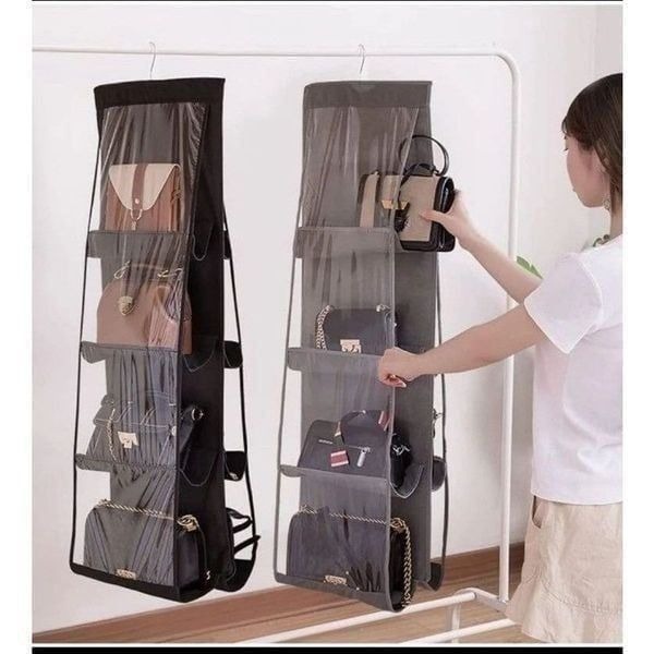 Black&gray 16-bag closet organizers