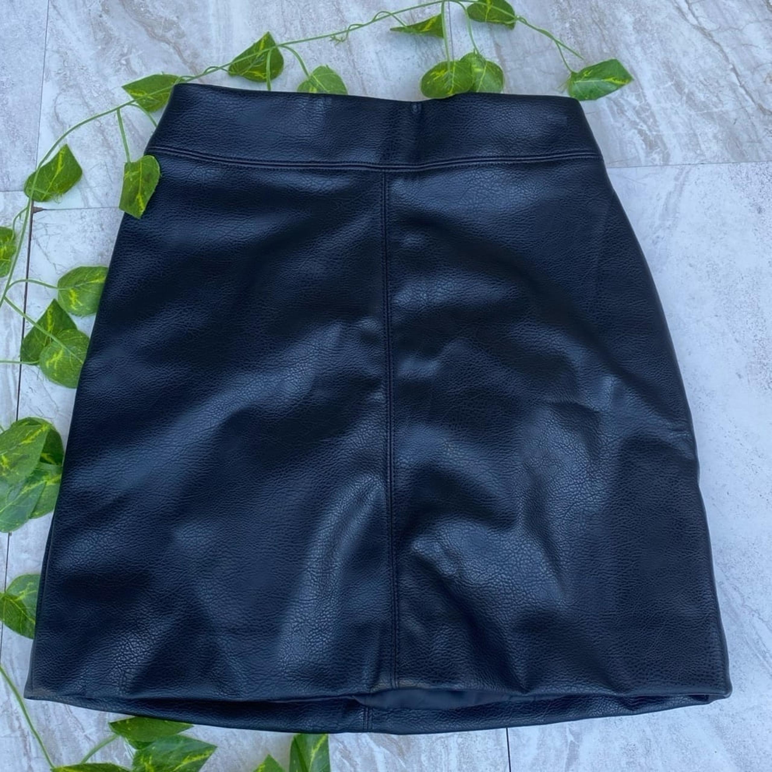 H&M Leather Mini Skirt Pleather Edgy Grunge High Rise Waist A-Line Pencil NWT