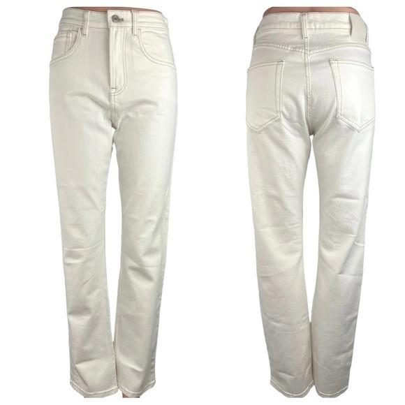 NWT. Massimo Dutti White White Mid -Waist Straight Fit Jeans. Size 2.