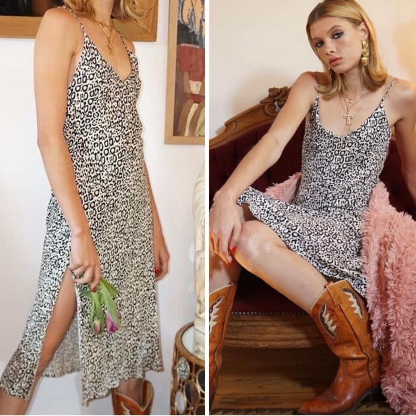 Vanessa Mooney Leopard Lala Slip Dress