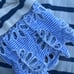 Sea New York Ivory/ Blue Striped Dress with Eyelet Sleeves Size Medium