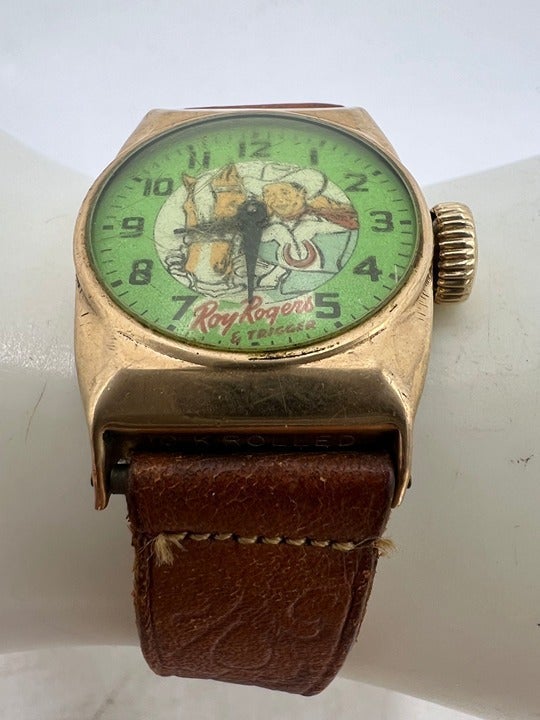 VTG 1950's 24mm Gold-Filled Roy Rogers King of Cowboys Boy's Windup Watch USA!