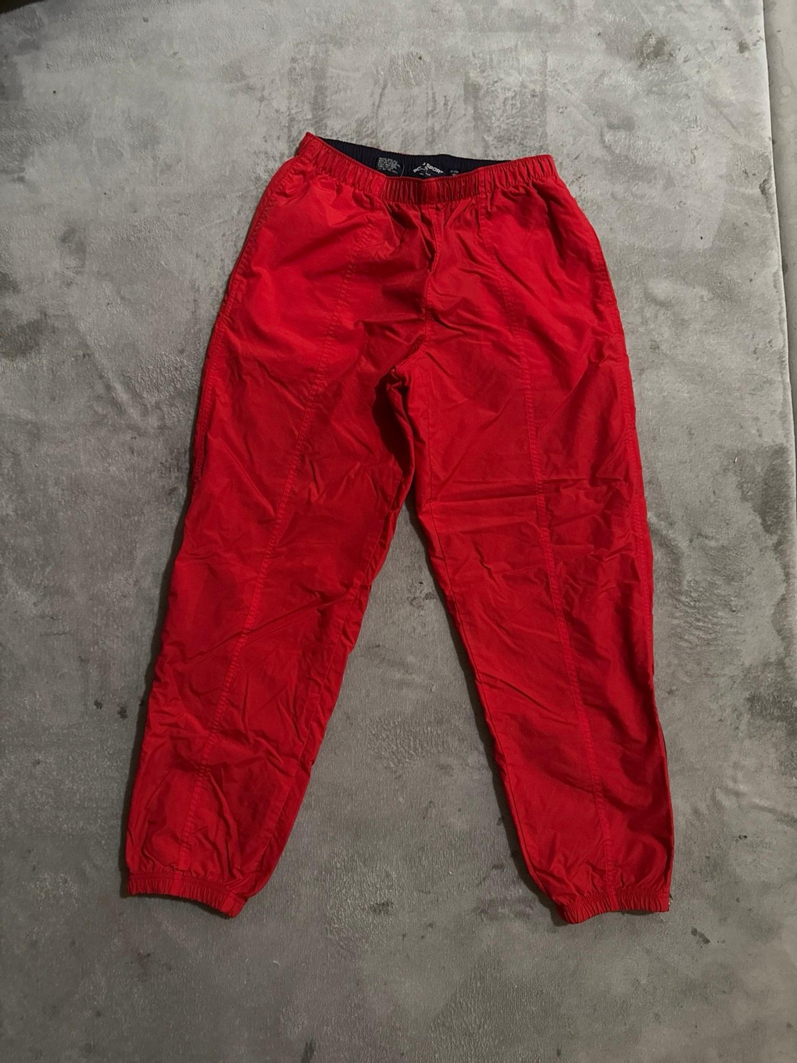 Red Nylon Polo Sport Pants Medium Baggy 90s Hip Hop