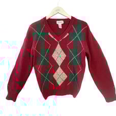 VINTAGE 80s Claybrooke Shetland Wool Argyle Christmas Holiday Sweater Size S