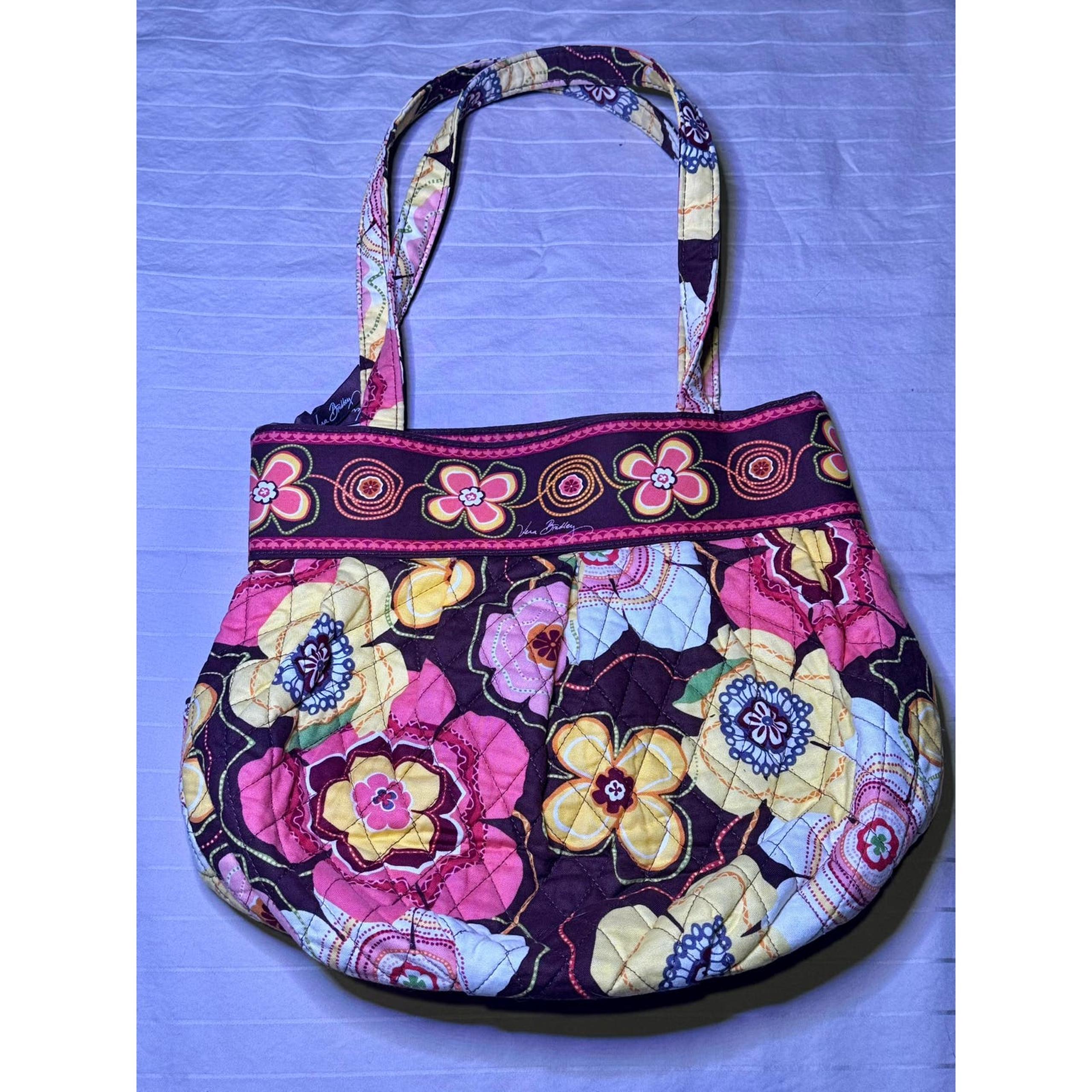 Vera Bradley brown, pink, yellow small handbag
