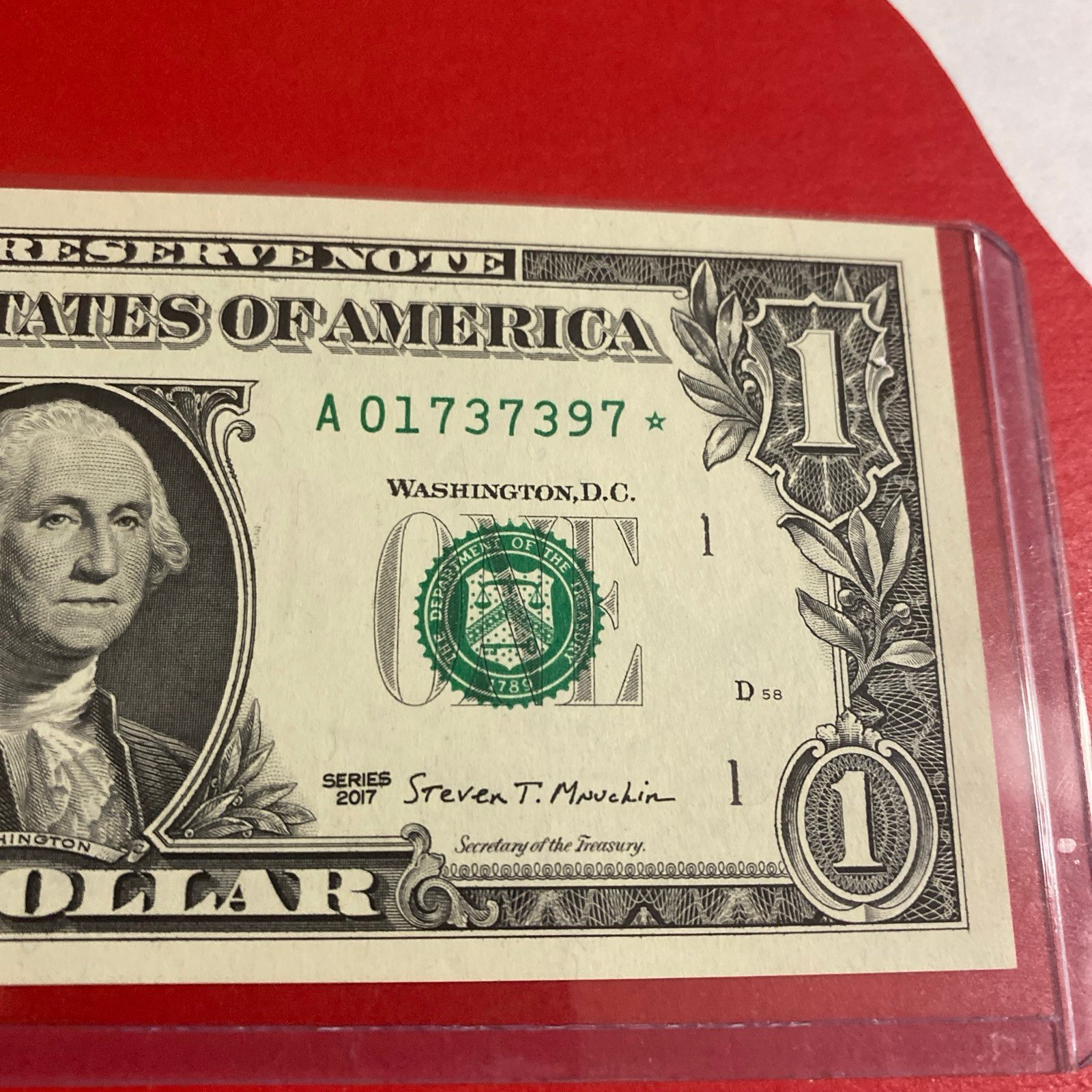 1 Dollar Bill Star Note A01737397