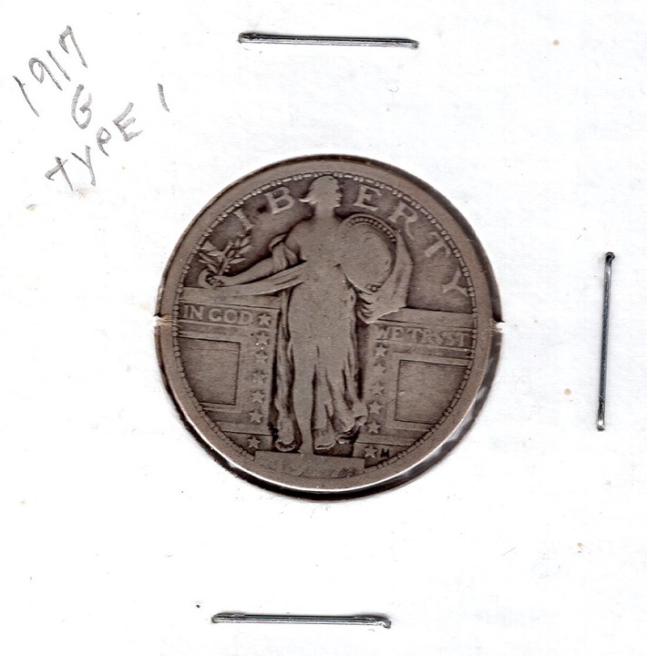 1917 TY 1 STANDING LIBERTY QUARTER VERY GOOD POPULAR DATE