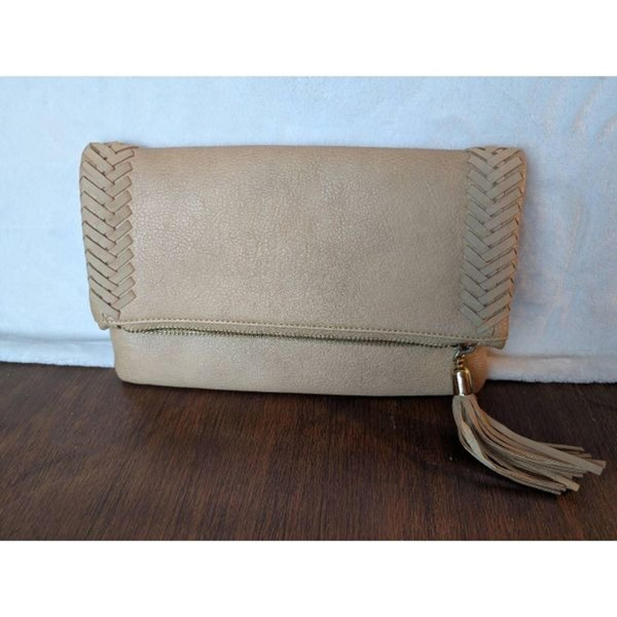 Nordstrom Moda Luxe taupe leather clutch