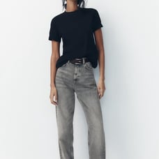 ZARA FULL LENGTH TRF HIGH RISE WIDE LEG JEANS