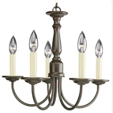 Progress Lighting P4009 Bronze Five Light 5-Light 18 W Taper Candle Chandelier