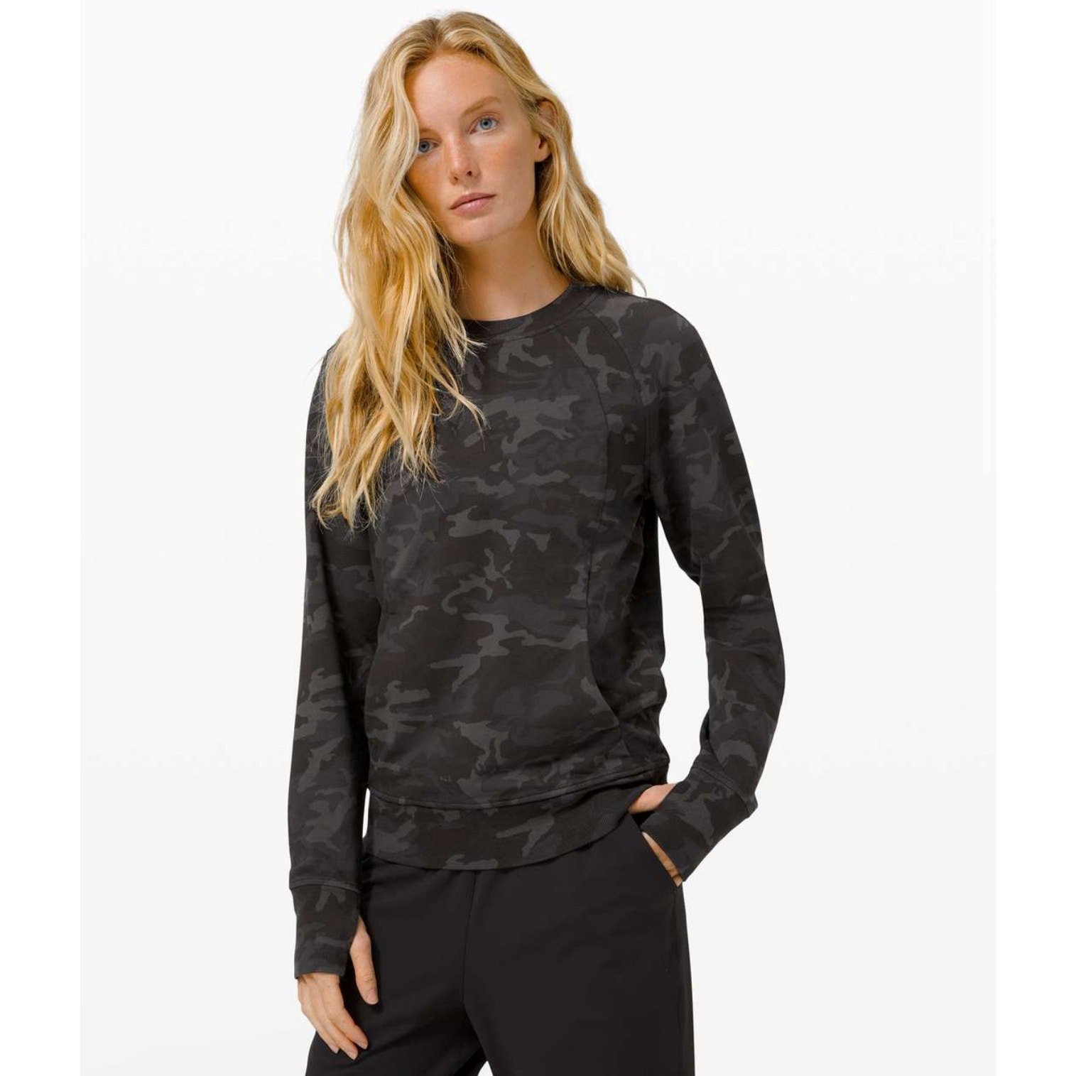 Lululemon Women’s Scuba Crewneck Sweatshirt - Charcoal / Black Camo Print - 4