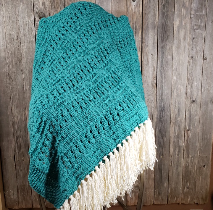 NEW Jade Teal Hand Knit Afghan Throw
