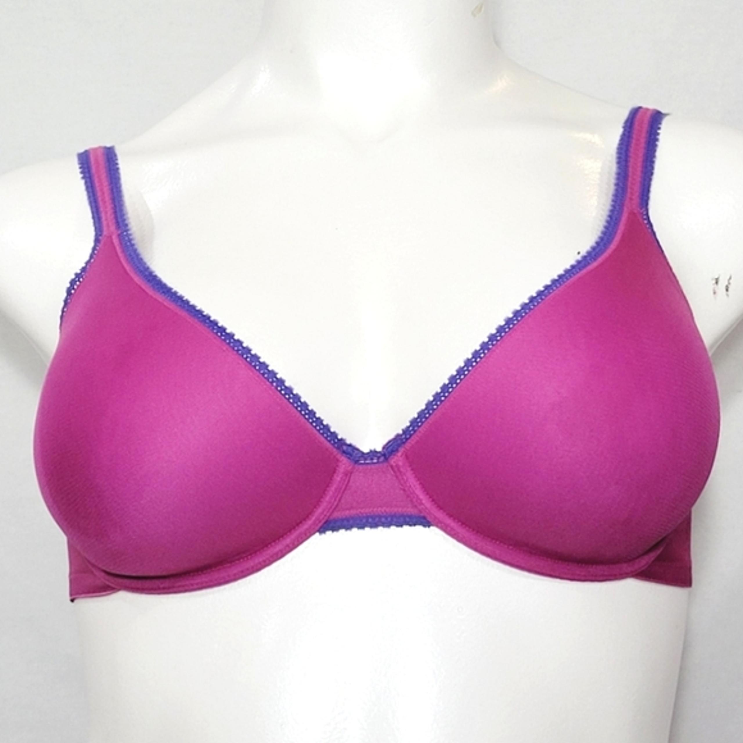 34DD On Gossamer Molded Cup Underwire Bra Fuschia Pink with Purple Trim