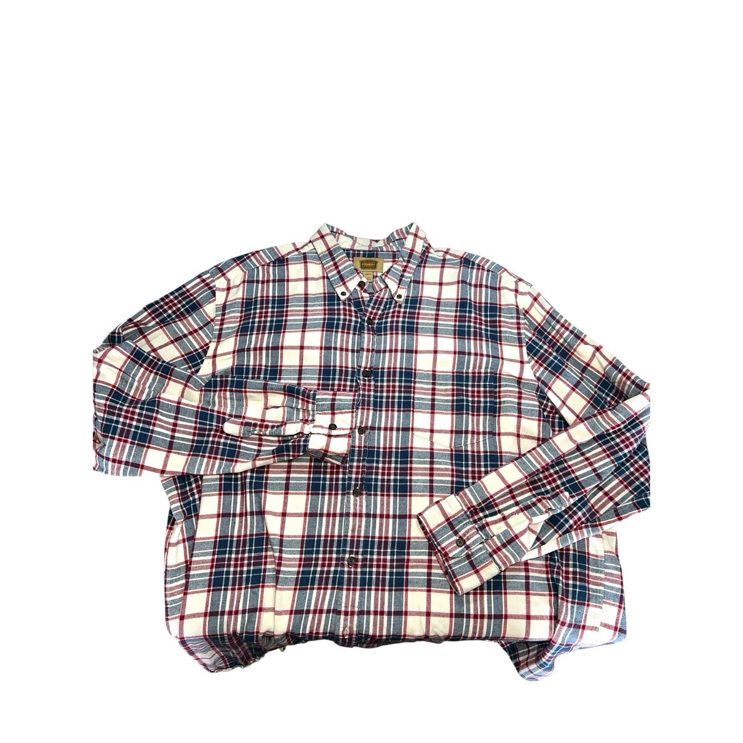 The foundry supply company Red White plaid flannel shirt Men's size 2XLT