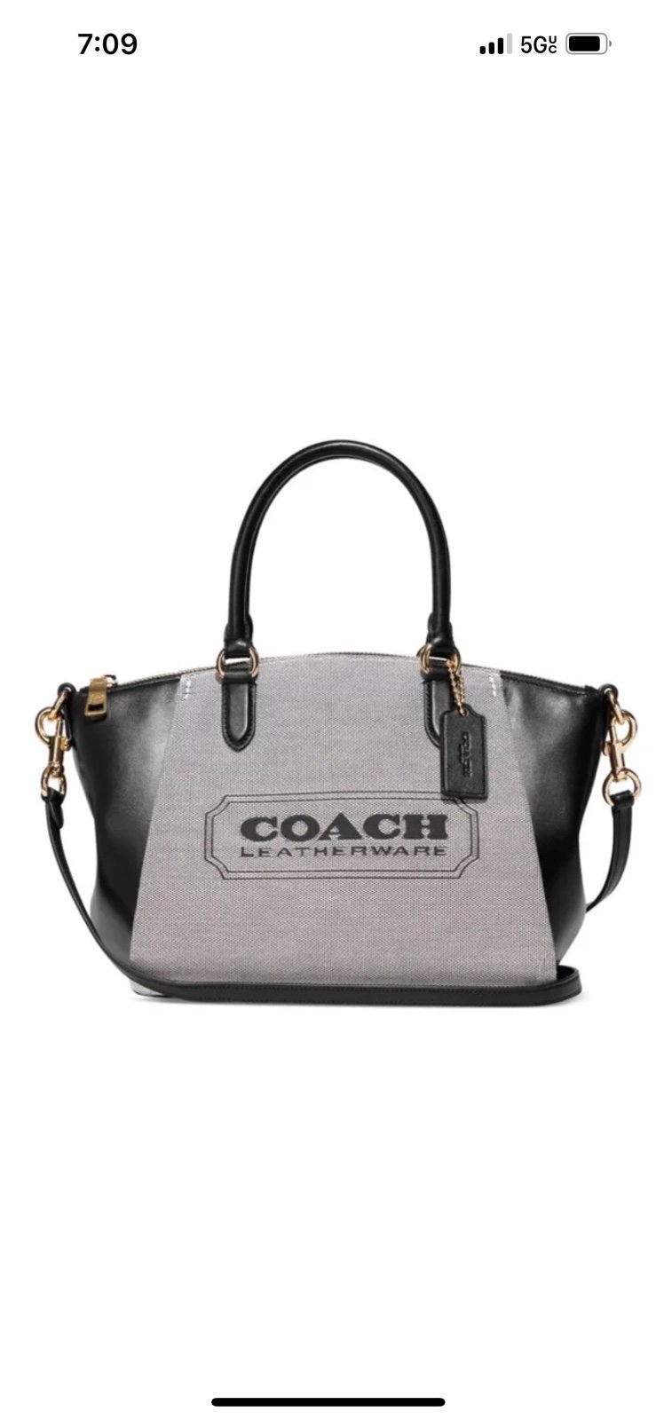 Coach Badge Jacquard Elise Satchel with Convertible Straps/salt/black/nwt