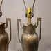 Neoclassical Renaissance Revival Greek style brass tone footed table lamps