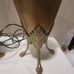 Neoclassical Renaissance Revival Greek style brass tone footed table lamps