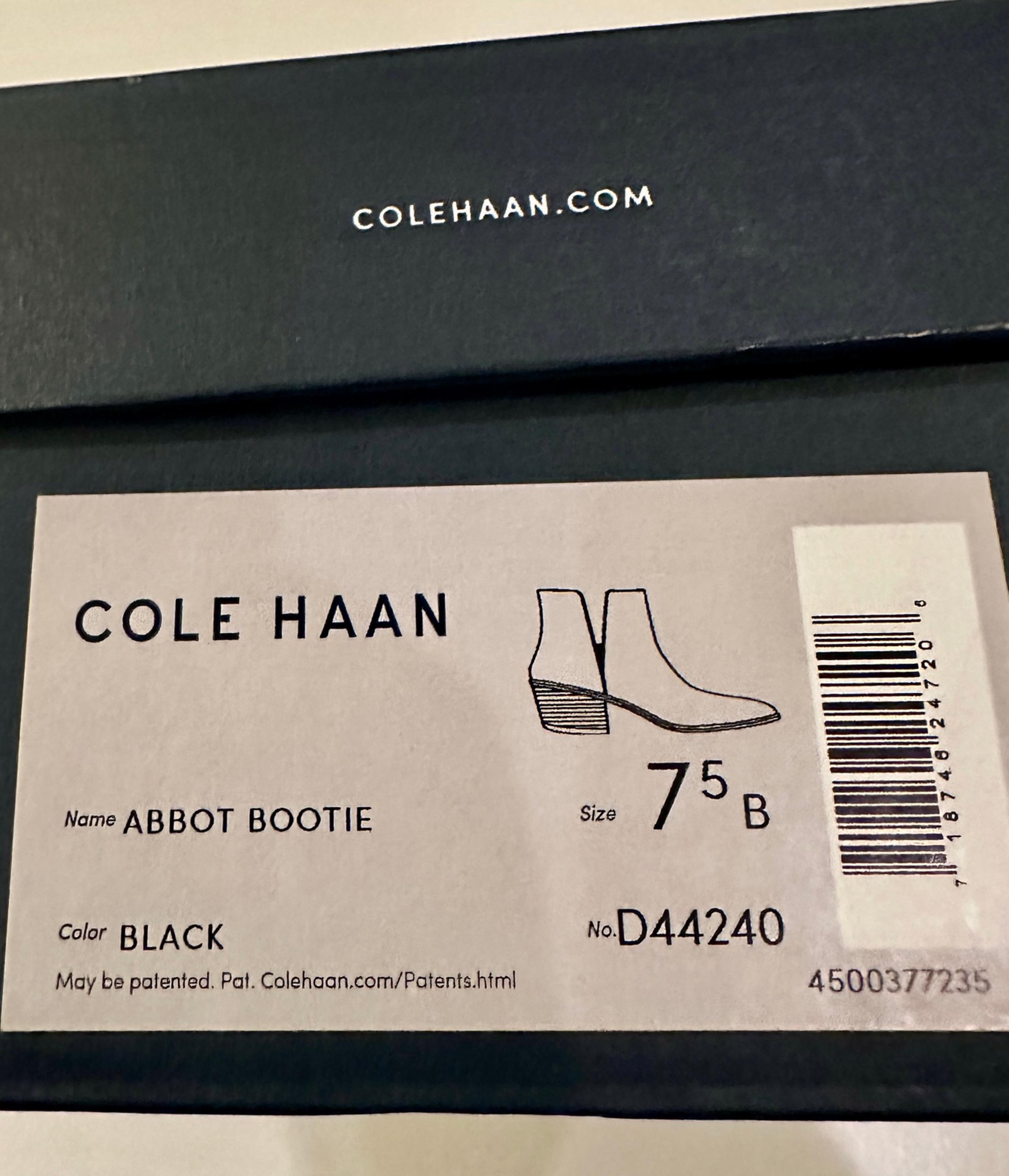 Cole Haan Abbot Ankle Bootie Cutout Sides Black Soft Leather Womens - Size 7.5