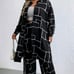 Woman Geometric Print Long Shirt Dress with wide Leg Pants with Pockets SIZE 0XL