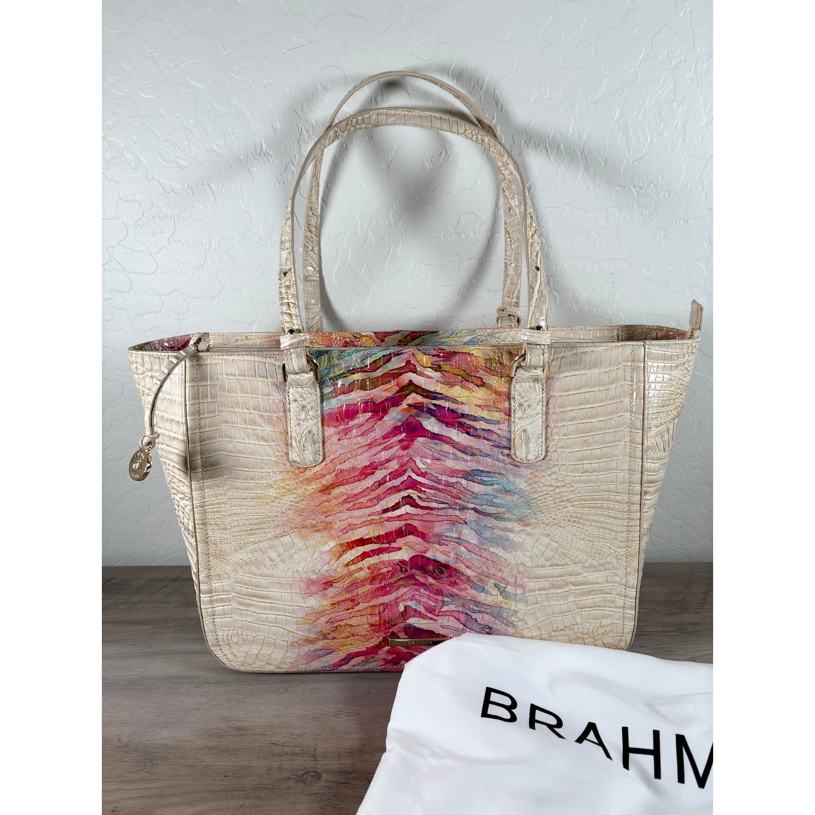 Brahmin Ashlee Ombré Entice Melbourne Bag Leather Tote Purse EUC