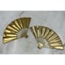 Vintage Solid Brass Oriental Hand Fan Wall Decoration Dragon Design Set of 2