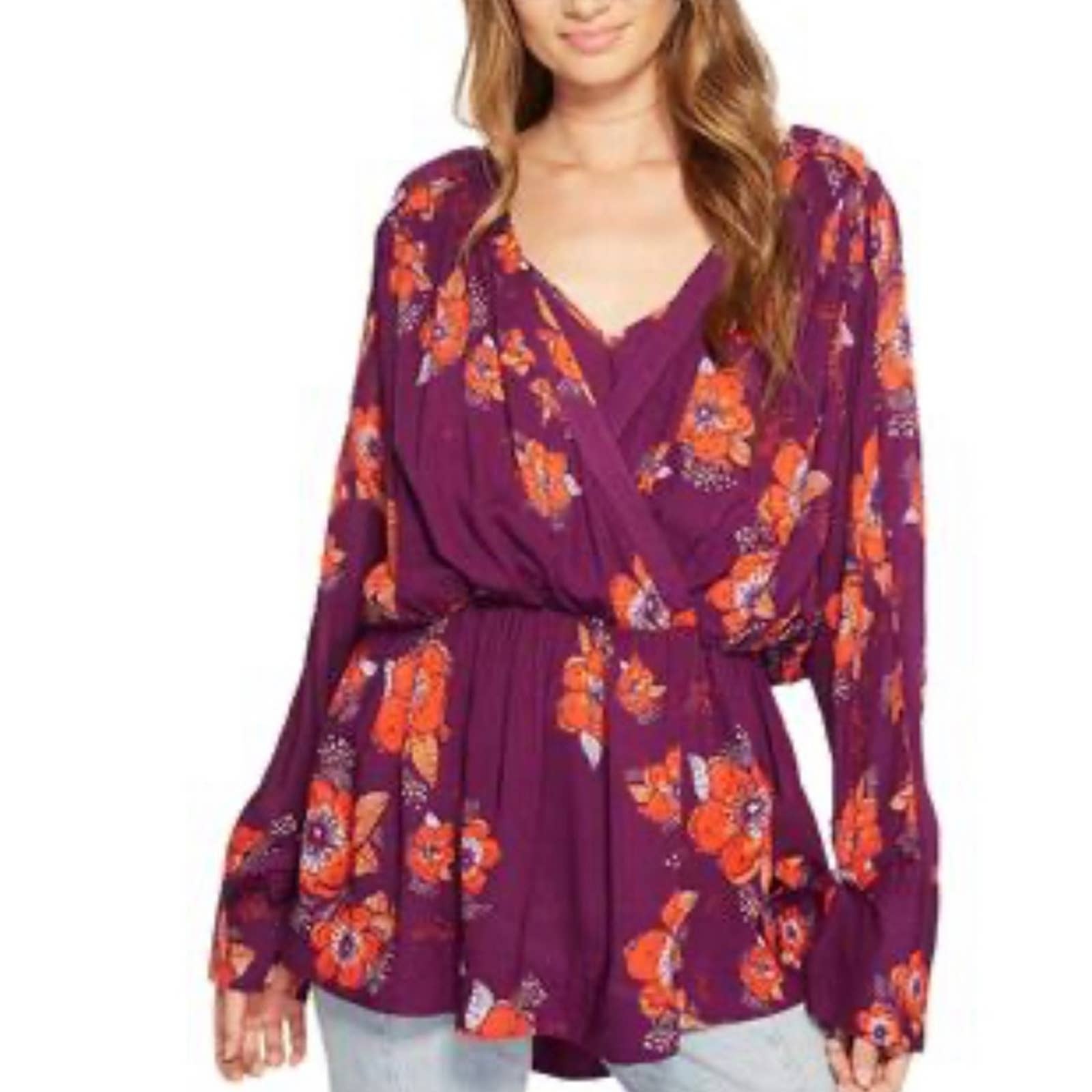 NWOT Free People Tuscan Dreams Plum Tunic Top Mini Dress Size Extra Small