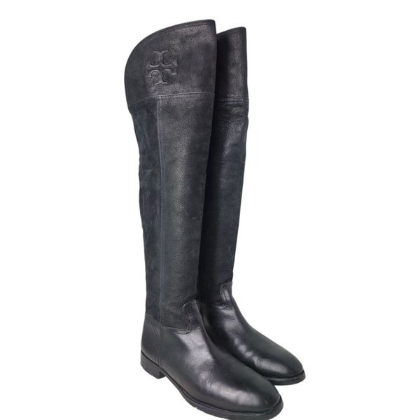 Tory Buch Simone Over The Knee Women's Size Black leather Boots 35mm