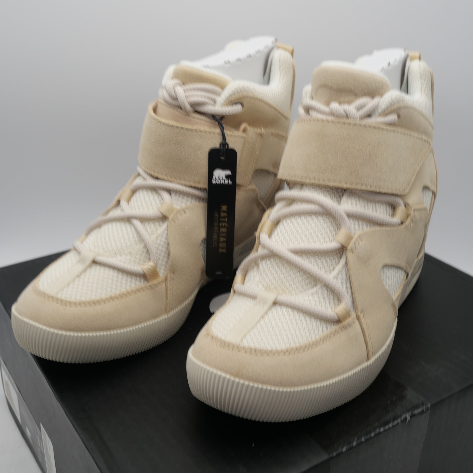 NEW Sorel Women's 10.5 Out N About Sport Wedge Bootie Chalk/ Sand Beige Tan