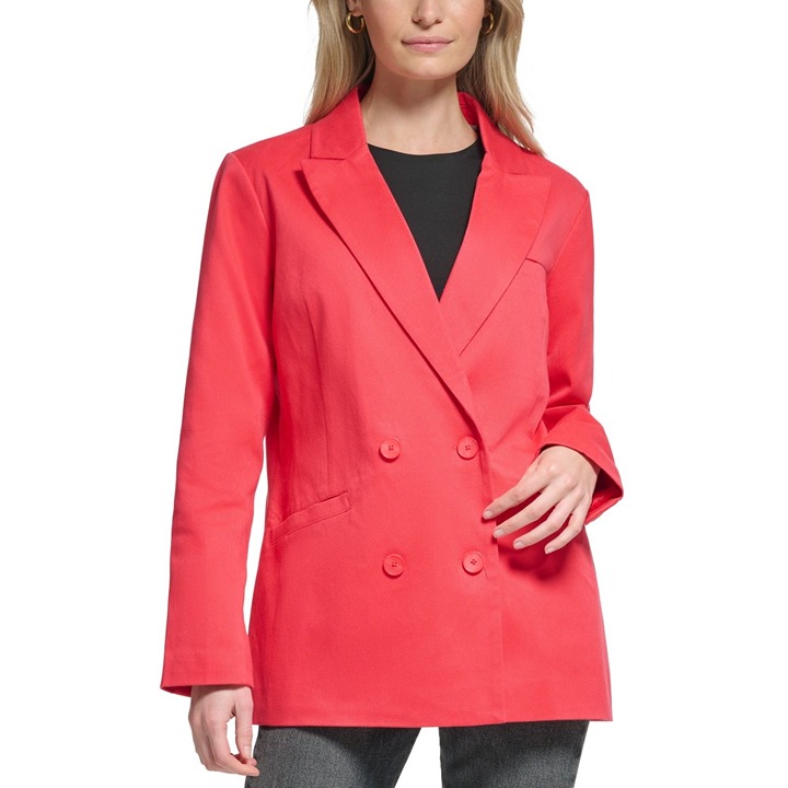 Levi's Women's XL Tailored Peak Lapel Double Breasted Blazer Citrus Red