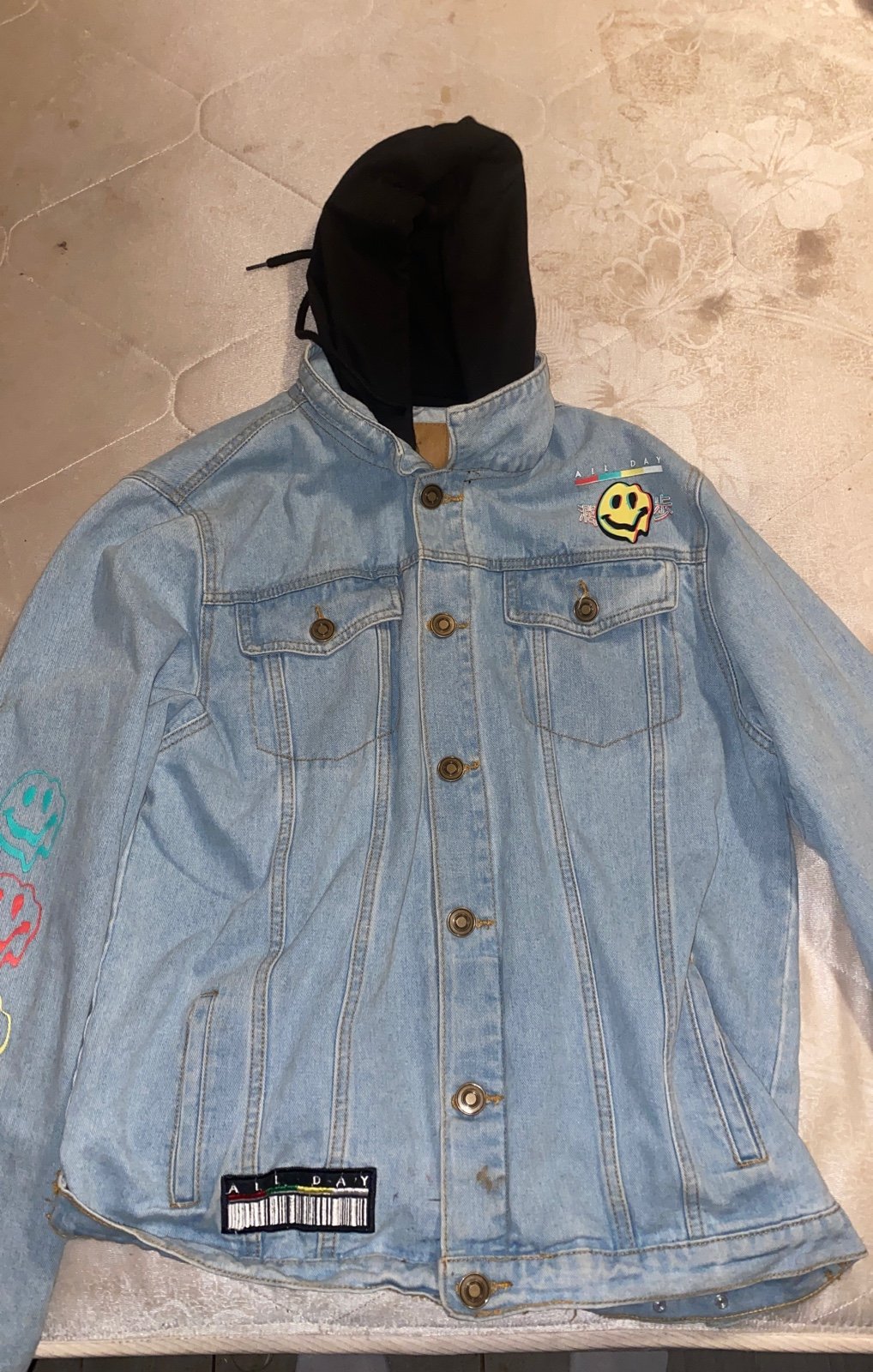 Jean Jacket Men Black Hoodie