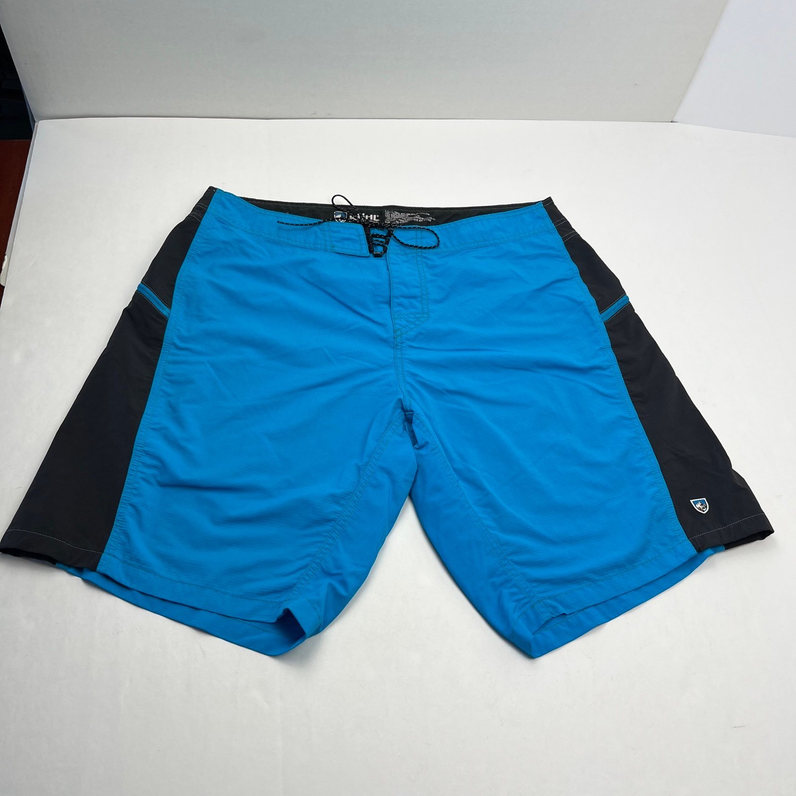 Kuhl Mutiny Board Short Blue Black Mens Size 36 Swim Short Coastal Outdoor Preo