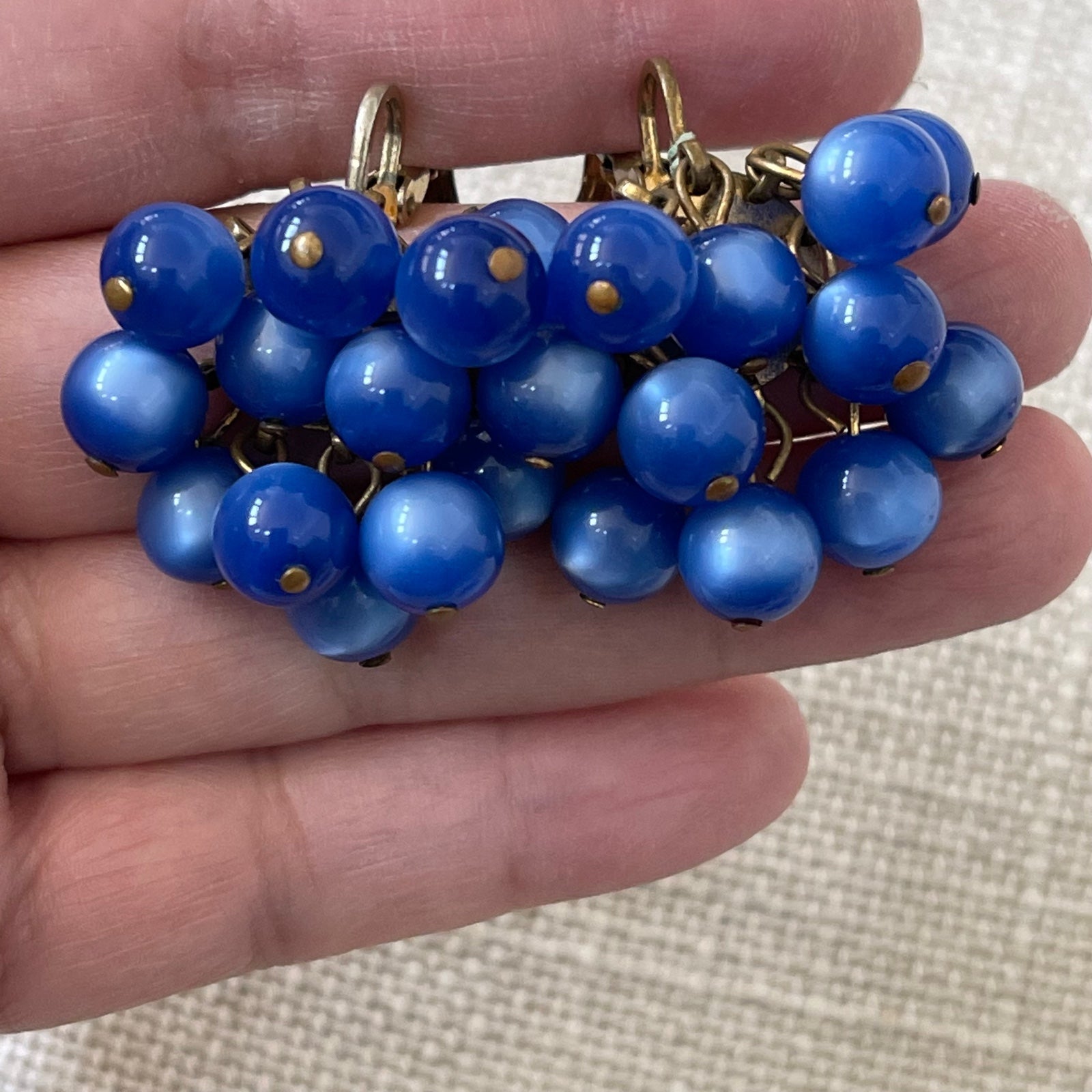 Vintage blue moonlight rhinestone earrings