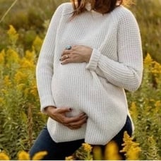 Hatch Maternity Merino Wool Waffle Turtleneck in Cream size XS