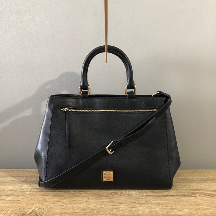 Dooney & Bourke Saffiano Leather Zip Black Satchel Handbag