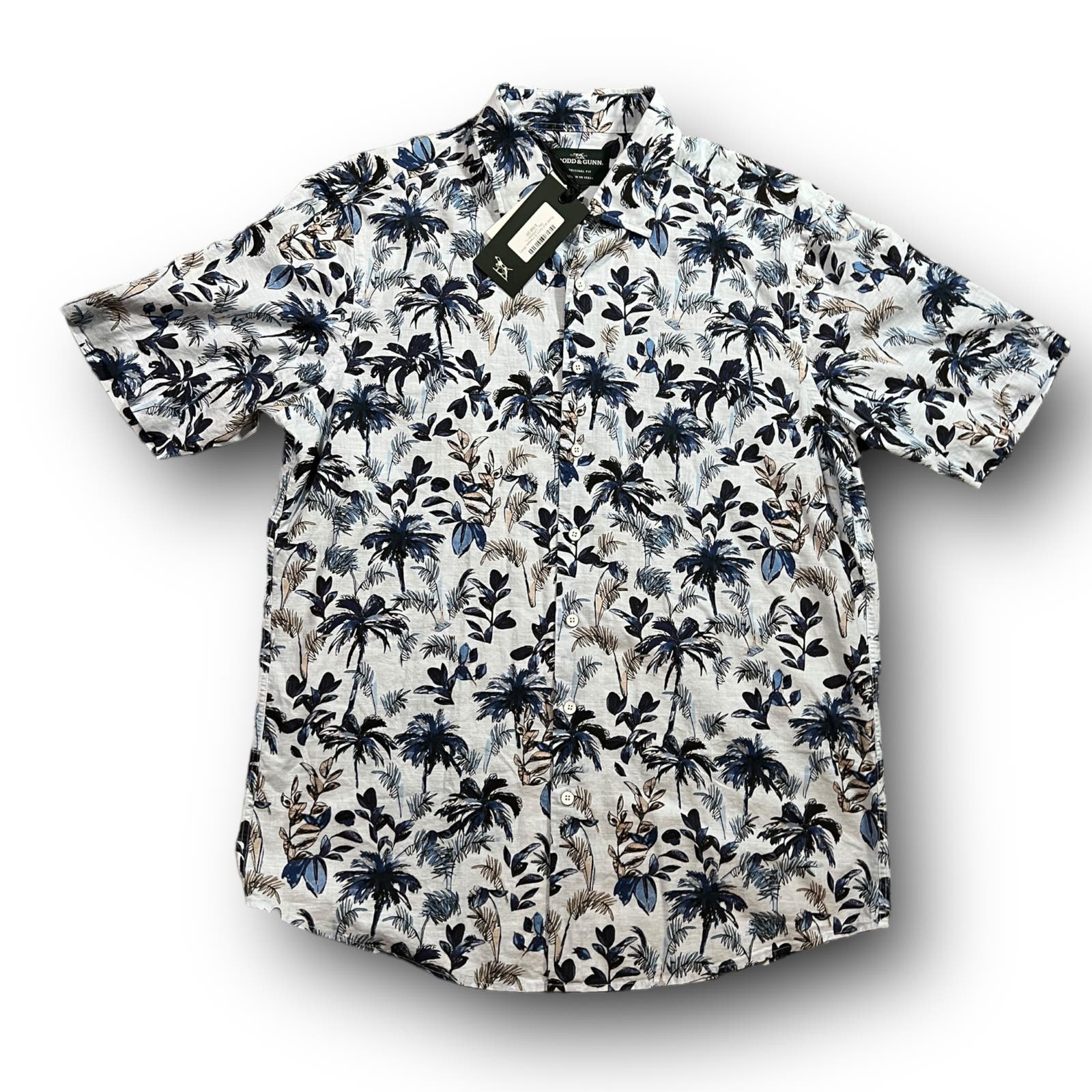 Rodd and Gunn Men’s Short Sleeve Shirt Palm tree pattern Size Large Original Fit