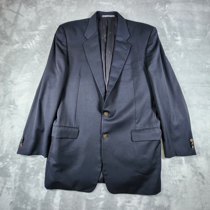 Hickey Freeman Wool Cashmere Blazer Jacket Sport Coat 44L Black Roman Coin Forma