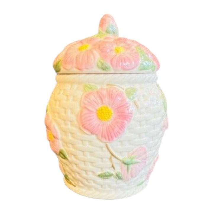 Francisan Ware Desert Rose Cookie Jar With Lid Vintage