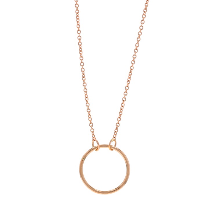 Rose Gold Eternity Circle Pendant Necklace 16 3/4 - 14k Love V4057