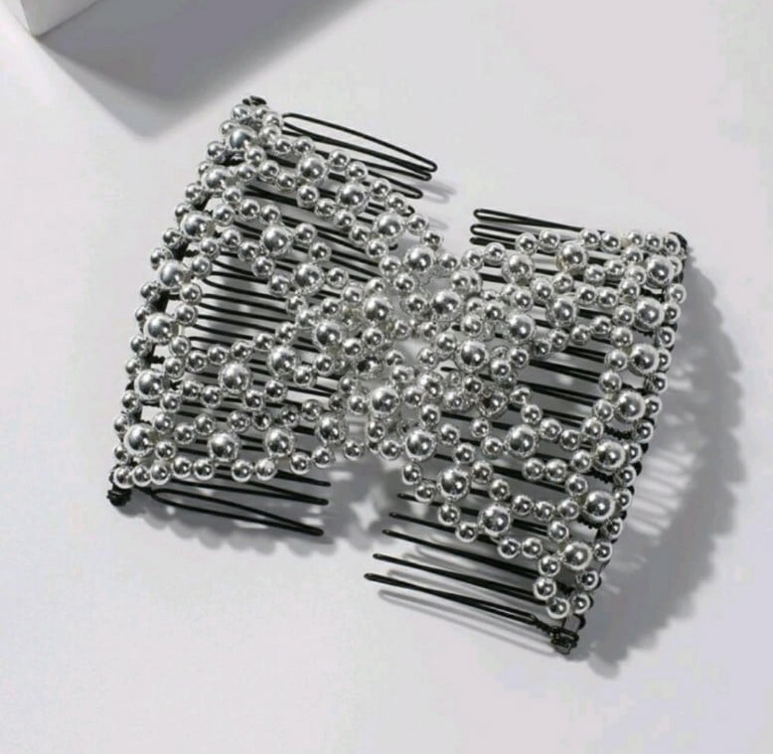 Silver beaded hair claw