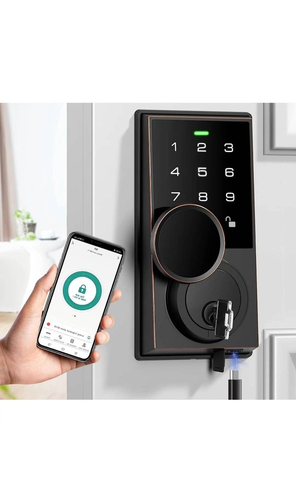 Smart Lock, Keyless Entry Door Lock with Bluetooth/Alexa Voice Control