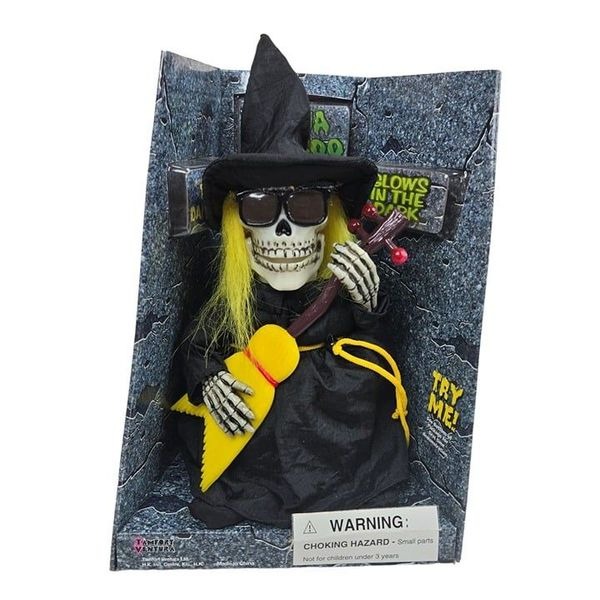 Sound Activated Mama Boo Boo Singing Dancing Skeleton Figure With Guitar Glow In