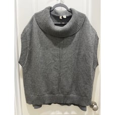 Anthropologie Moth Gray Sleeveless Oversized Cowl Neck Poncho Sweater Sz L