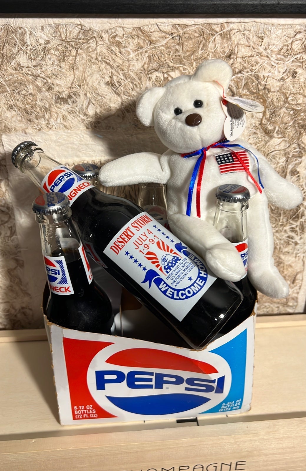 American package - Desert Storm bottles and USA beanie baby