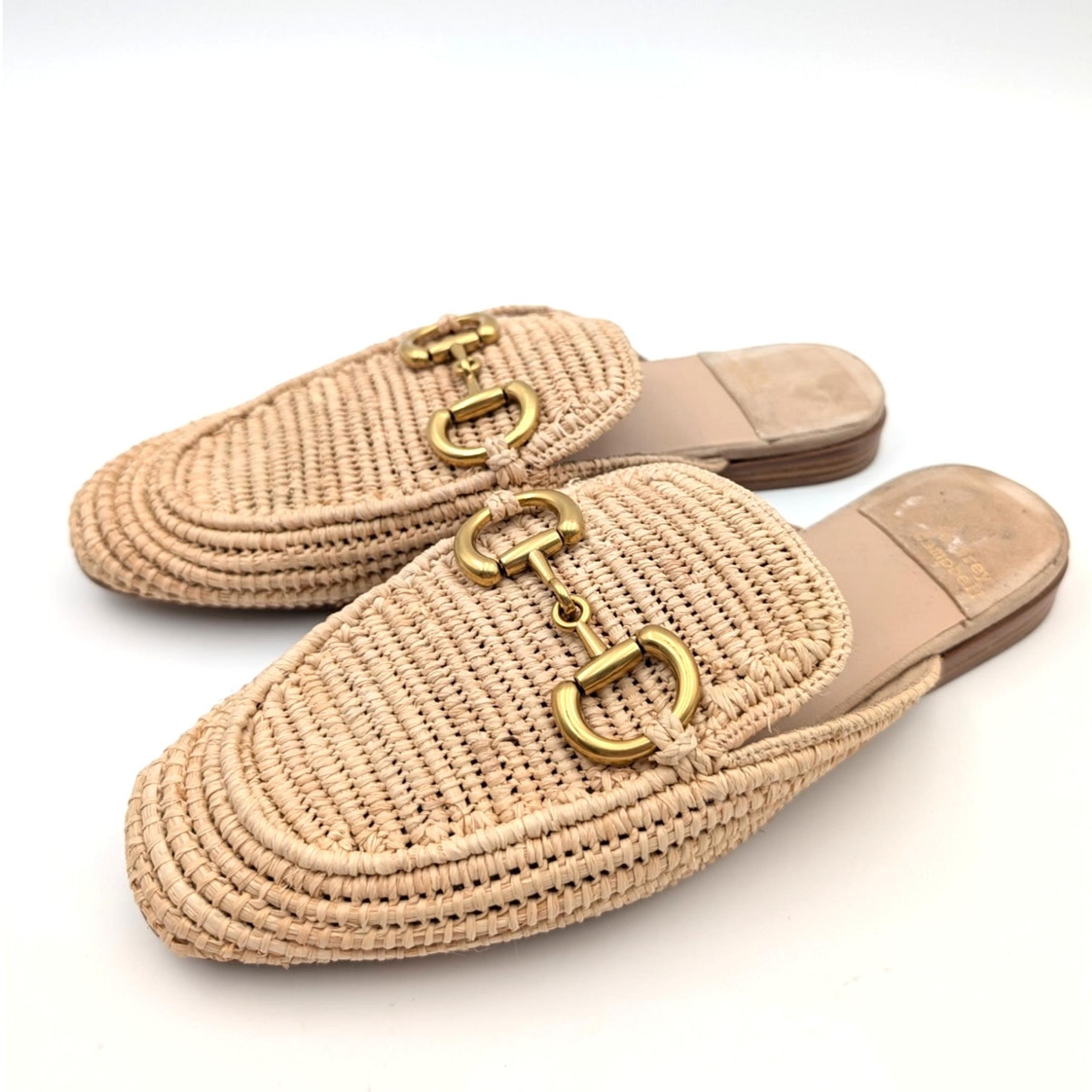 Jeffrey Campbell Velvit Woven Almond Toe Mules Women's Natural Size US7
