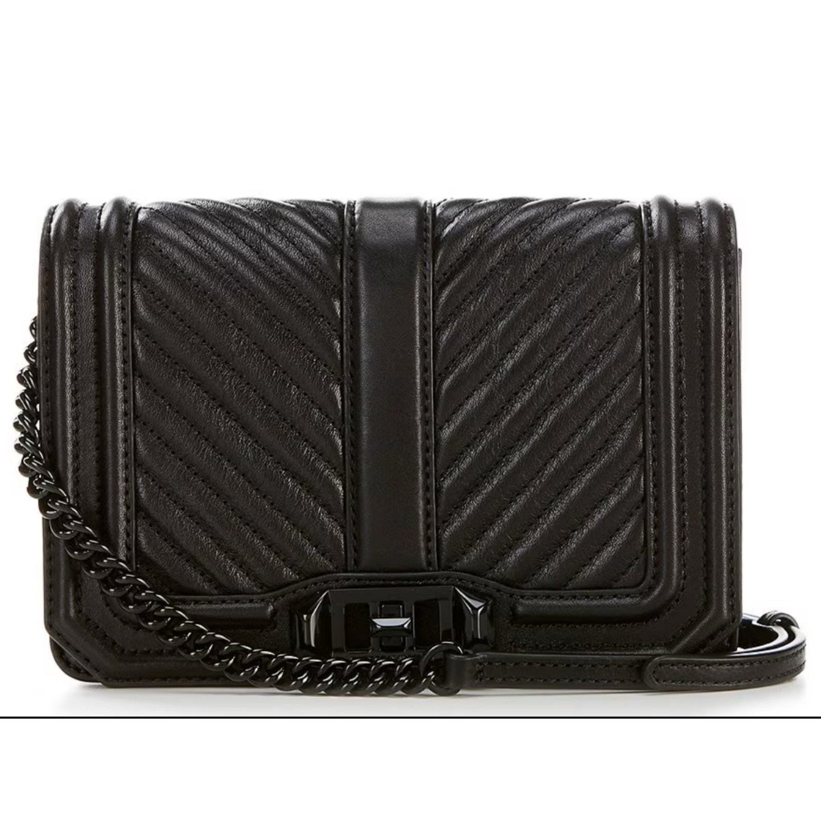 Rebecca Minkoff Chevron Quilted Small Love Crossbody Bag Black