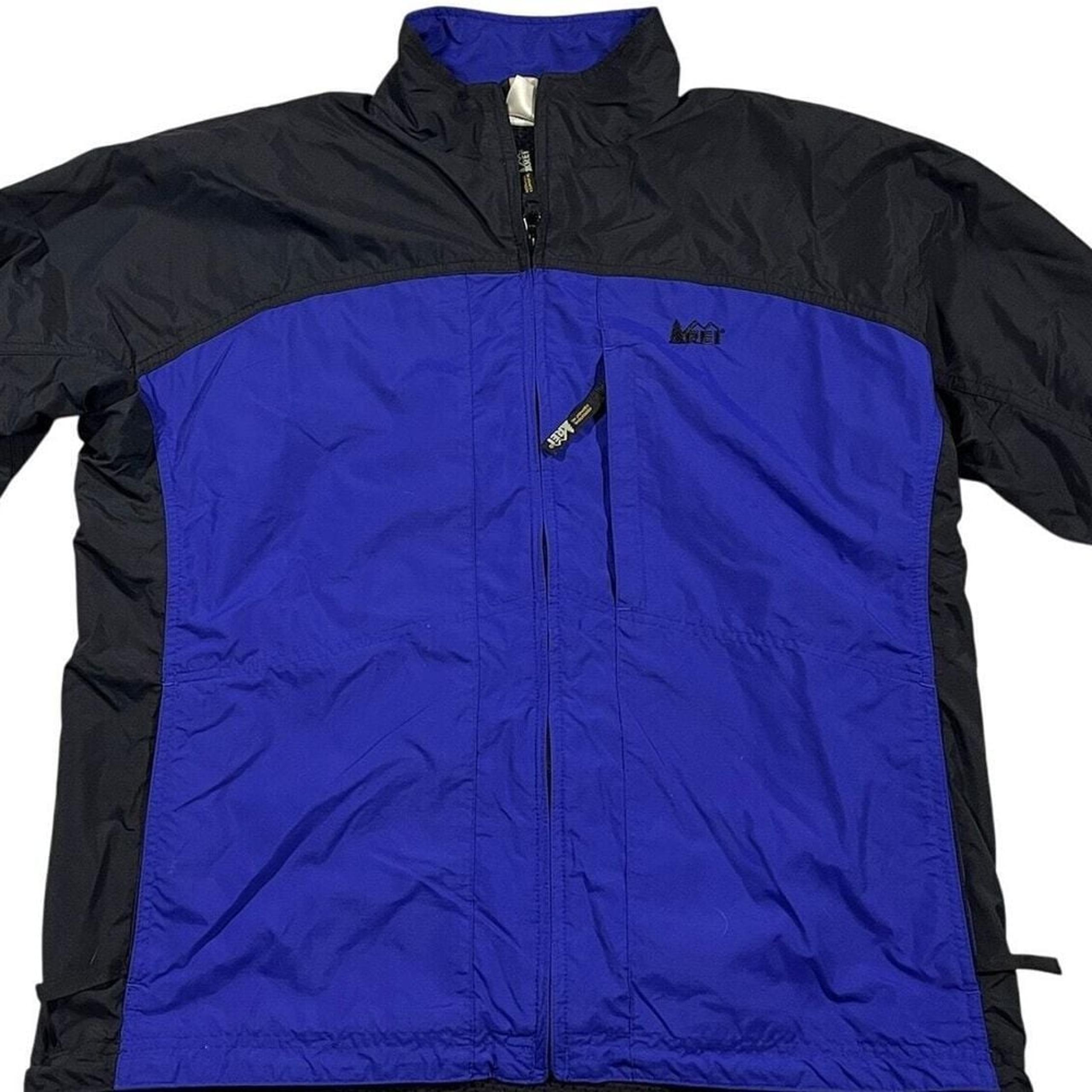 REI Women's Lightweight Windbreaker Jacket Blue Black Color Block Size L