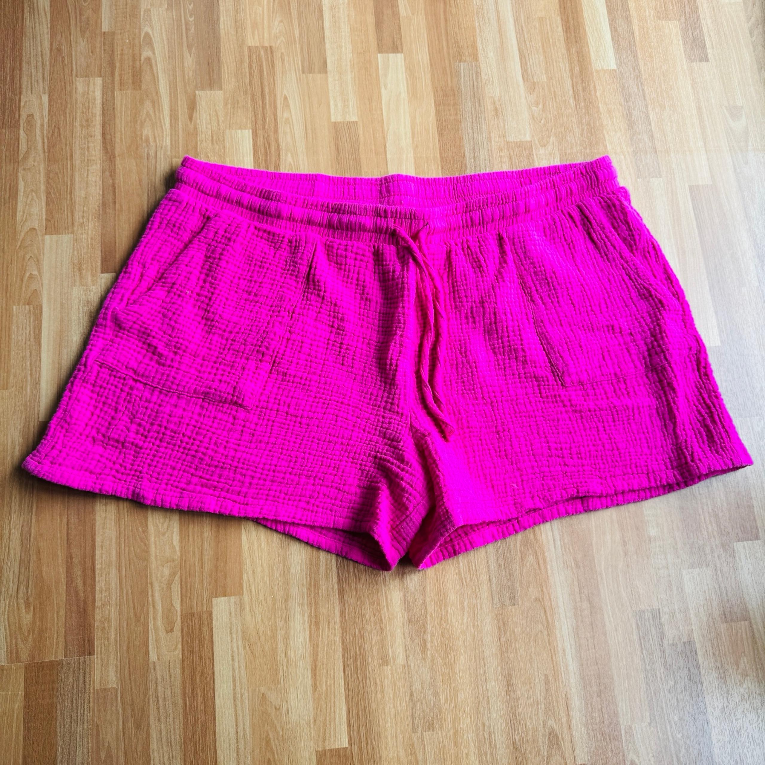 Nicole Miller hot pink cotton pull on elastic shorts size X-Large