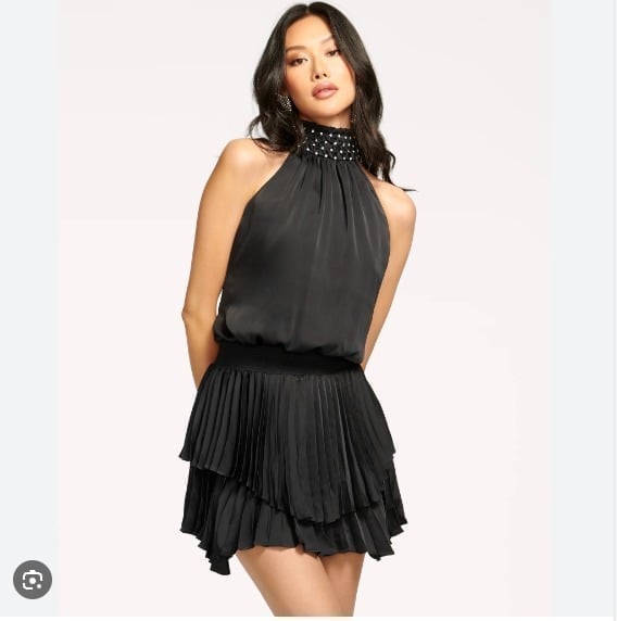 NWT Ramy Brook Rhinestone-Embellished Handkerchief Mini Dress