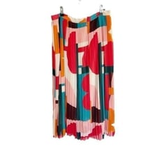 Anthropologie Maeve SIZE 12 Aurelia A-Line Midi Pleated Skirt Colorblock