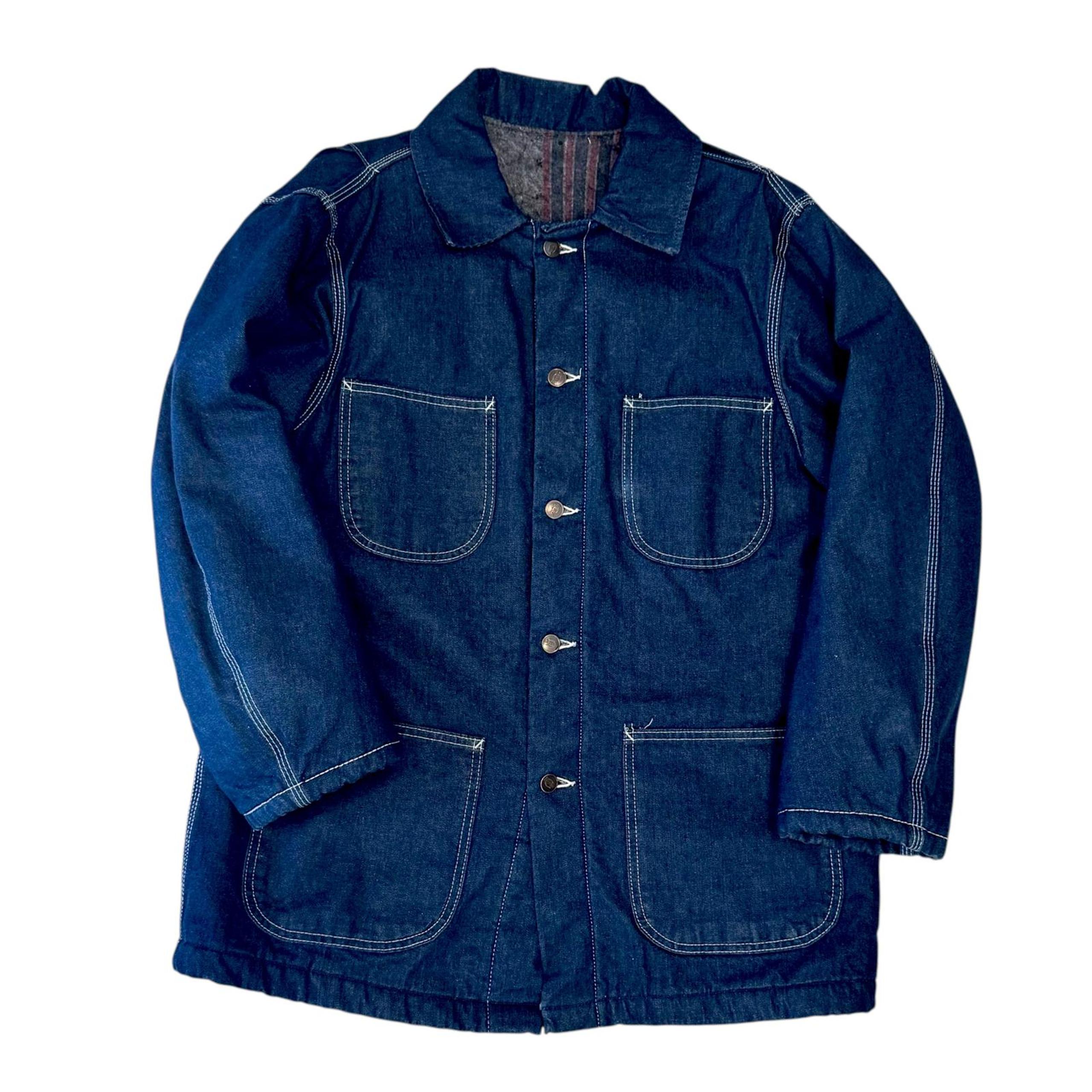 Dickies - Wool Lined Blue Denim Longline Vintage Y2K Jean Jacket